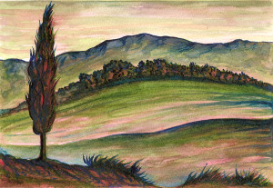 1)-Attesa,--2009,--acquerello-13x19