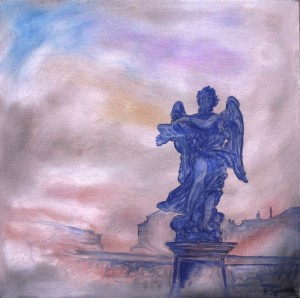 2007 - Improvviso (Ponte Sant'Angelo) - olio su tela 30x30x4,5