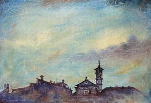 2008 - Improvviso (notte trasteverina) - olio su tela 20x30x4,5